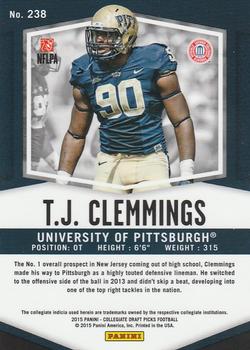 2015 Panini Prizm Collegiate Draft Picks #238 T.J. Clemmings Back