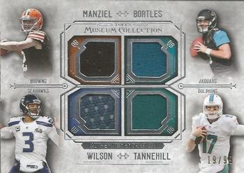 2014 Topps Museum Collection - Quad Player Relics #FPQR-MBWT Johnny Manziel / Ryan Tannehill / Russell Wilson / Blake Bortles Front