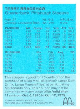 1975 McDonald's Quarterbacks #NNO Terry Bradshaw Back