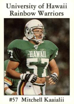 1990 Hawaii Rainbow Warriors #NNO Mitchell Kaaialii Front
