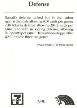 1990 Hawaii Rainbow Warriors #NNO Defense Back