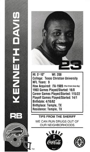 1994 Buffalo Bills Police #2 Kenneth Davis Back