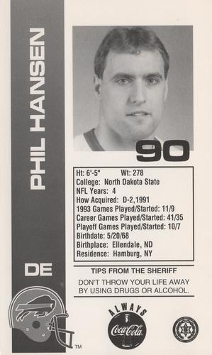 1994 Buffalo Bills Police #4 Phil Hansen Back
