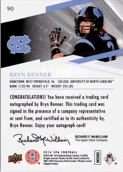 2014 SP Authentic - Autographs #90 Bryn Renner Back