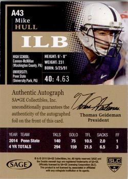 2015 SAGE HIT - Autographs Red #A43 Mike Hull Back