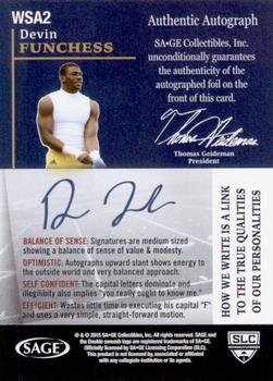 2015 SAGE HIT - Write Stuff Autographs #WS2 Devin Funchess Back
