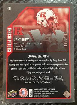 2015 Upper Deck Inscriptions - Red #GN Gary Nova Back
