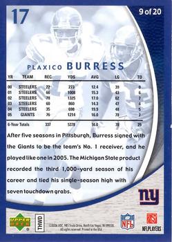 2006 Upper Deck Wachovia New York Giants #9 Plaxico Burress Back
