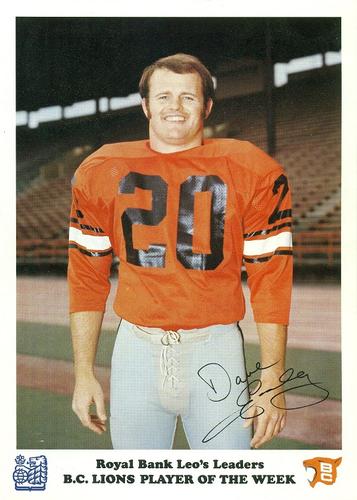1972 Royal Bank B.C. Lions #3 Dave Easley Front