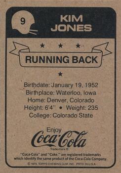 1979 Coca-Cola New Orleans Saints #9 Kim Jones Back