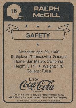 1979 Coca-Cola New Orleans Saints #16 Ralph McGill Back