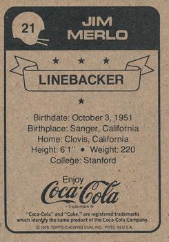 1979 Coca-Cola New Orleans Saints #21 Jim Merlo Back