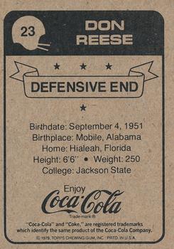 1979 Coca-Cola New Orleans Saints #23 Don Reese Back