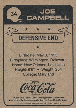 1979 Coca-Cola New Orleans Saints #34 Joe Campbell  Back