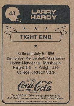 1979 Coca-Cola New Orleans Saints #43 Larry Hardy Back