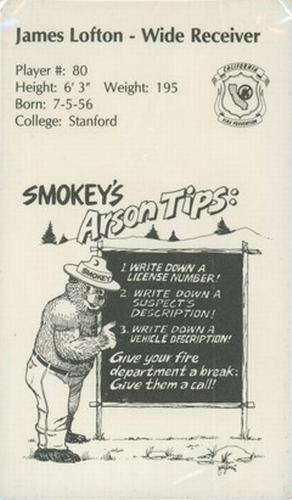 1988 Los Angeles Raiders Smokey #4 James Lofton Back