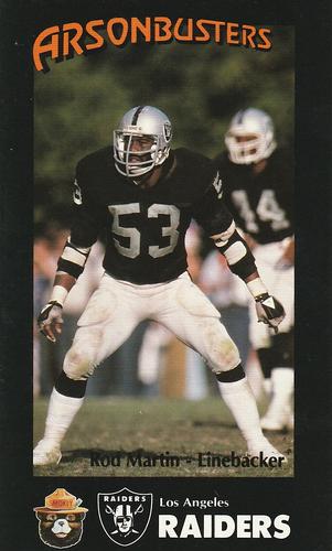 1988 Los Angeles Raiders Smokey #6 Rod Martin Front