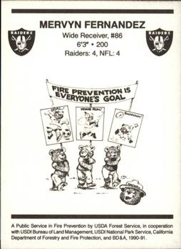 1990 Los Angeles Raiders Smokey #3 Mervyn Fernandez Back