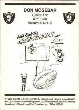 1990 Los Angeles Raiders Smokey #9 Don Mosebar Back