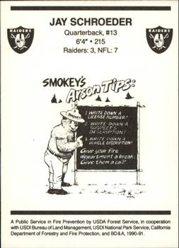 1990 Los Angeles Raiders Smokey #10 Jay Schroeder Back