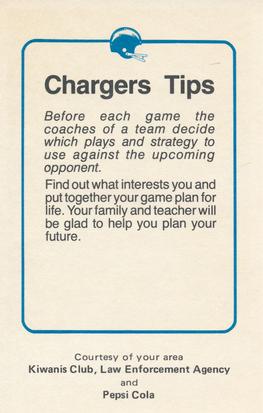1981 San Diego Chargers Police #57 Linden King Back