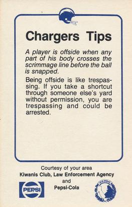 1982 San Diego Chargers Police #6 Gary Johnson Back