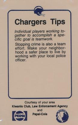 1982 San Diego Chargers Police #14 Eric Sievers Back