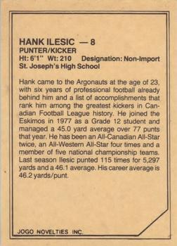 1983 JOGO CFL Limited #NNO Hank Ilesic Back