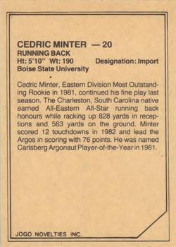1983 JOGO CFL Limited #NNO Cedric Minter Back