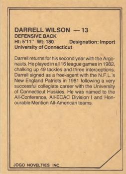 1983 JOGO CFL Limited #NNO Darrell Wilson Back