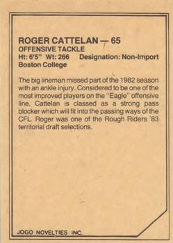 1983 JOGO CFL Limited #NNO Roger Cattelan Back
