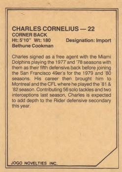 1983 JOGO CFL Limited #NNO Charles Cornelius Back