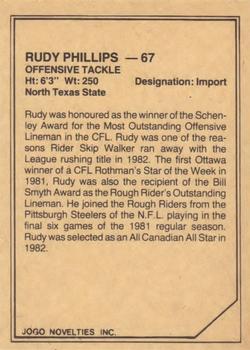 1983 JOGO CFL Limited #NNO Rudy Phillips Back