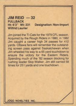 1983 JOGO CFL Limited #NNO Jim Reid Back