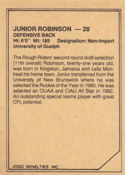 1983 JOGO CFL Limited #NNO Junior Robinson Back