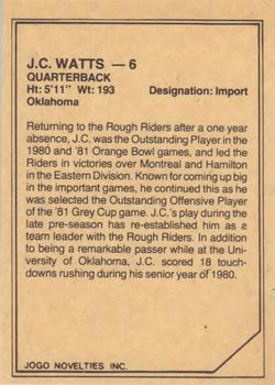 1983 JOGO CFL Limited #NNO J.C. Watts Back