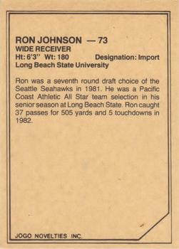 1983 JOGO CFL Limited #NNO Ron Johnson Back