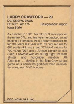 1983 JOGO CFL Limited #NNO Larry Crawford Back