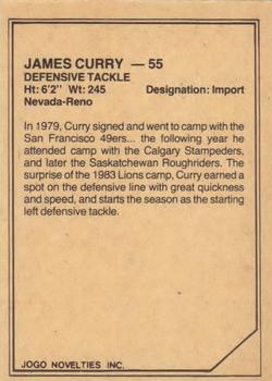 1983 JOGO CFL Limited #NNO James Curry Back