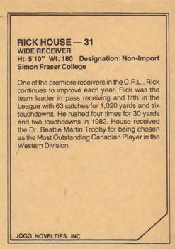 1983 JOGO CFL Limited #NNO Rick House Back