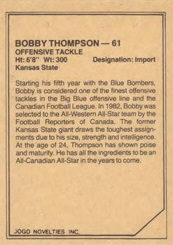 1983 JOGO CFL Limited #NNO Bobby Thompson Back