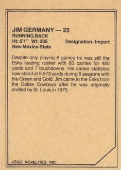 1983 JOGO CFL Limited #NNO Jim Germany Back