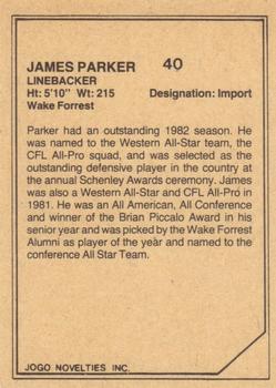 1983 JOGO CFL Limited #NNO James Parker Back