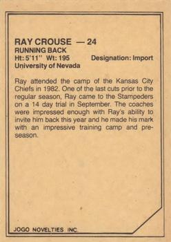 1983 JOGO CFL Limited #NNO Ray Crouse Back