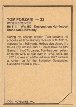 1983 JOGO CFL Limited #NNO Tom Forzani Back