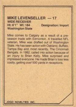 1983 JOGO CFL Limited #NNO Mike Levenseller Back