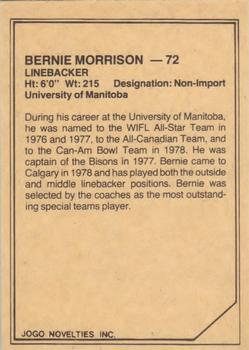 1983 JOGO CFL Limited #NNO Bernie Morrison Back