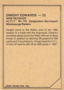 1983 JOGO CFL Limited #NNO Dwight Edwards Back