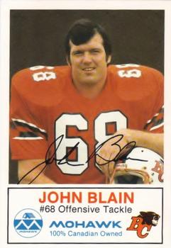 1983 Mohawk B.C. Lions #NNO John Blain Front