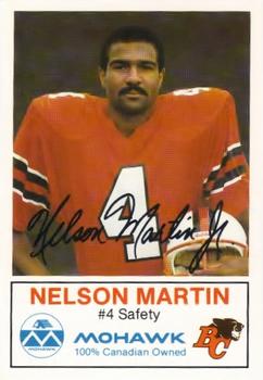 1983 Mohawk B.C. Lions #NNO Nelson Martin Front